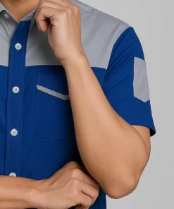 Áo Bảo Hộ Lao Động Tay Ngắn Màu Xanh