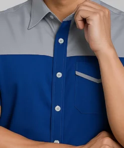 Áo Bảo Hộ Lao Động Tay Ngắn Màu Xanh