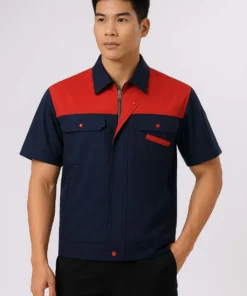 Áo Bảo Hộ Lao Động Tay Ngắn Màu Xanh Đen