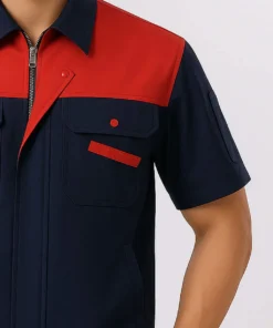 Áo Bảo Hộ Lao Động Tay Ngắn Màu Xanh Đen