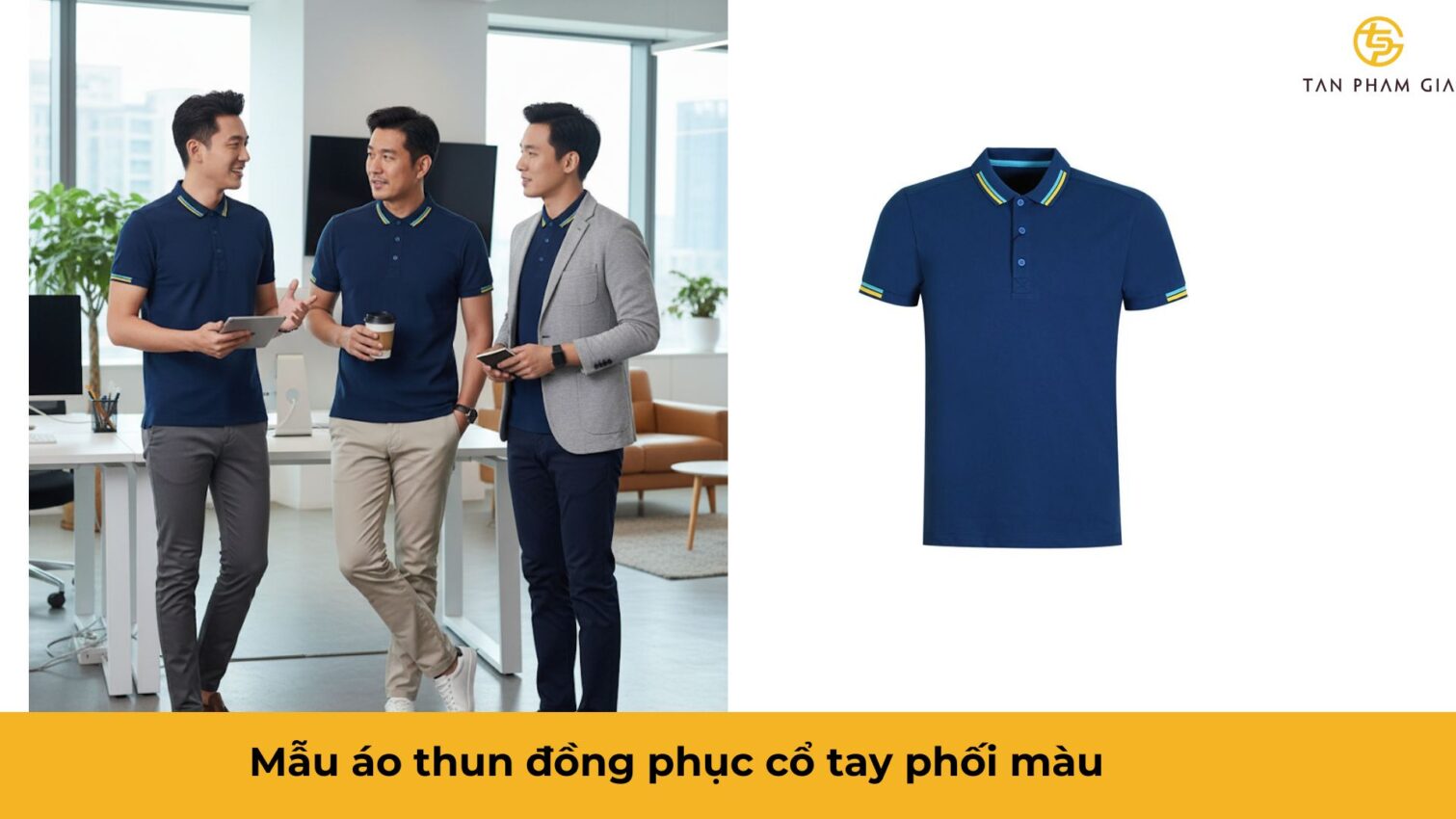 Mẫu áo thun đồng phục cổ tay phối màu