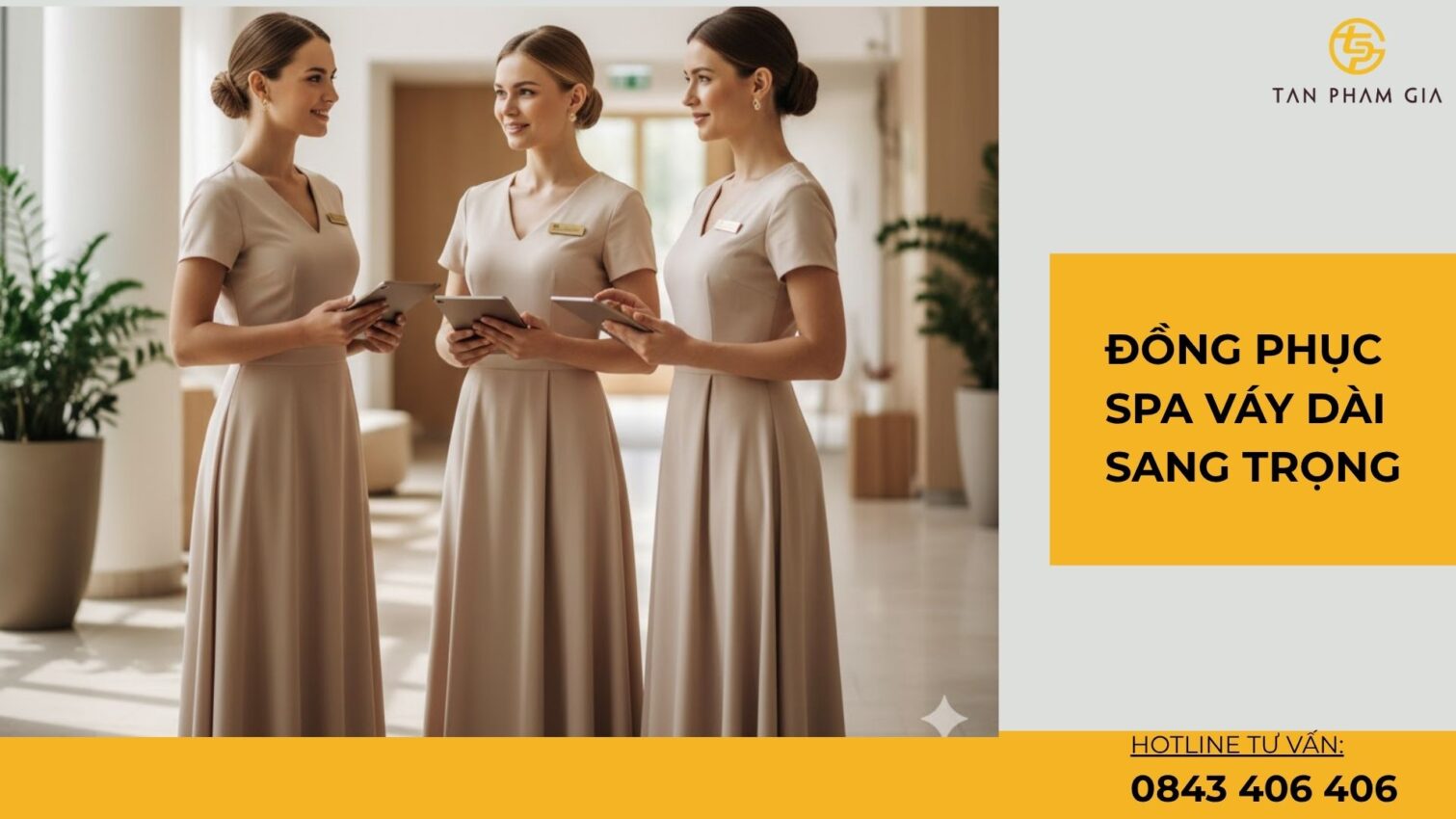 Đồng phục spa váy dài sang trọng