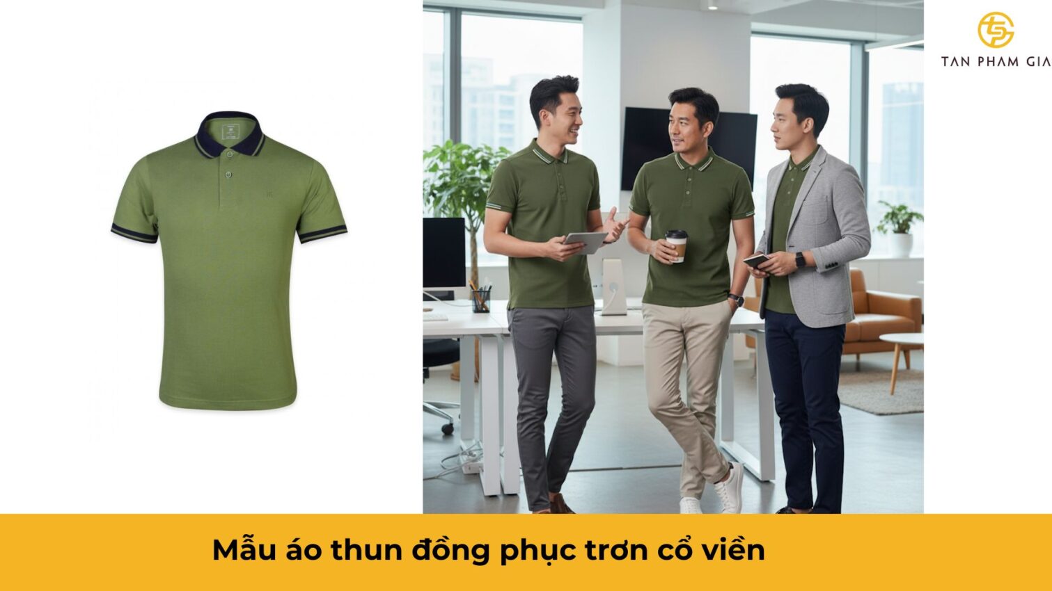 Mẫu áo thun đồng phục trơn cổ viền