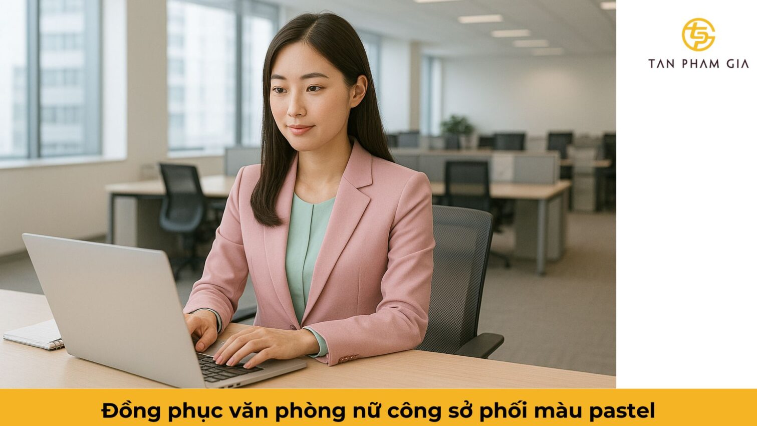 Đồng phục văn phòng nữ công sở phối màu pastel