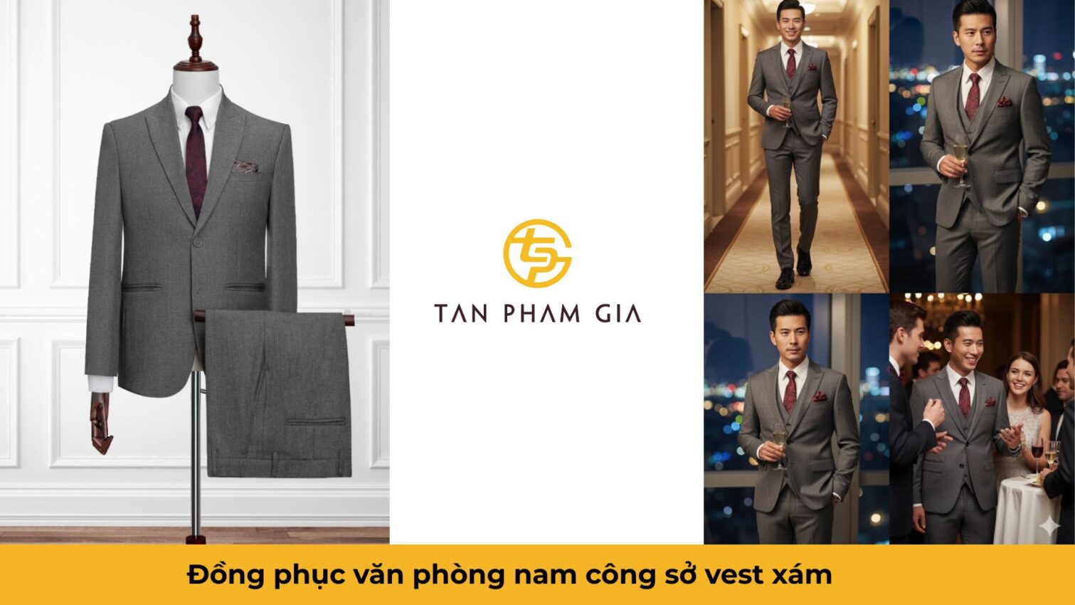 Đồng phục văn phòng nam công sở vest xám