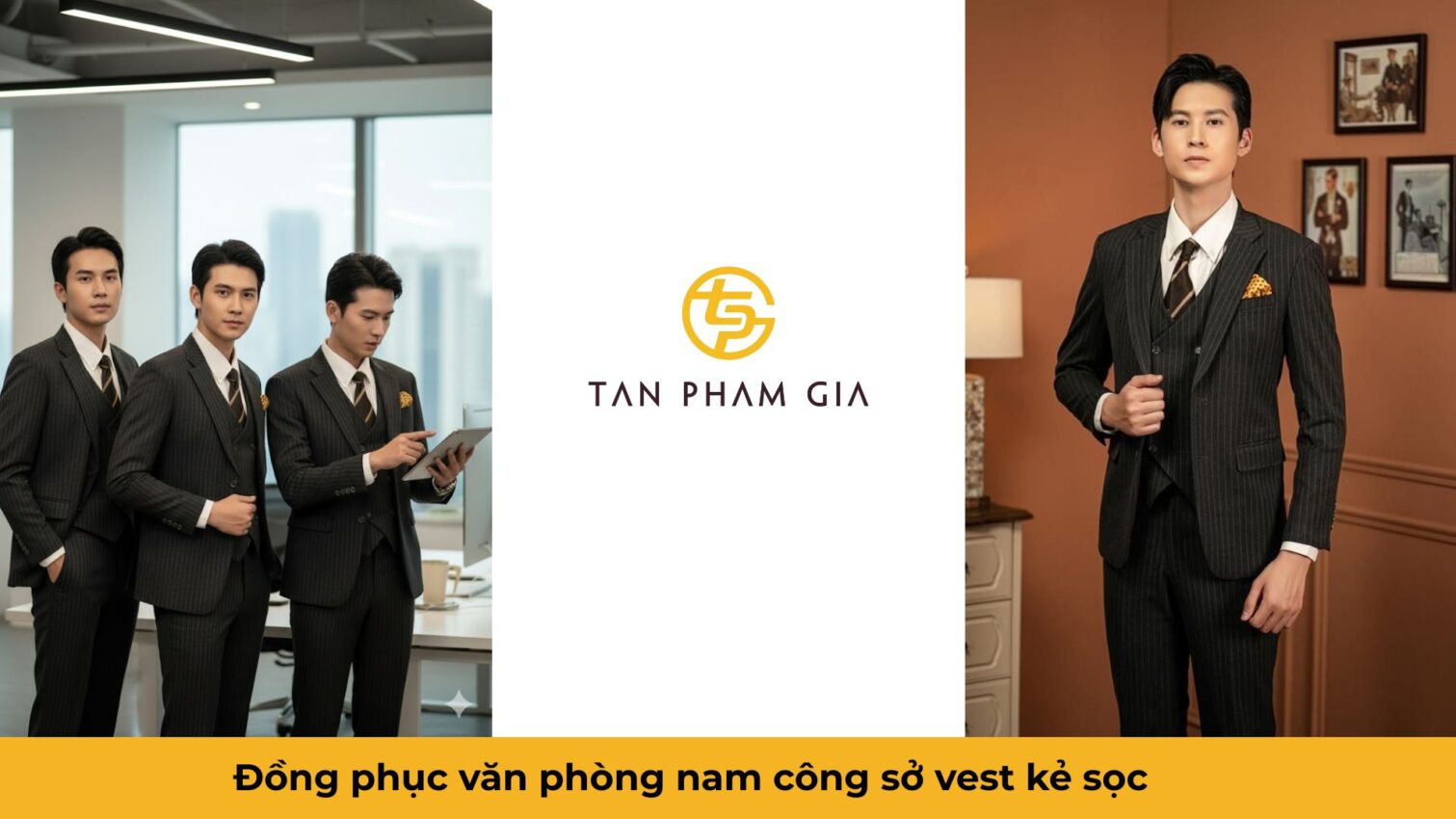 Đồng phục văn phòng nam công sở vest kẻ sọc