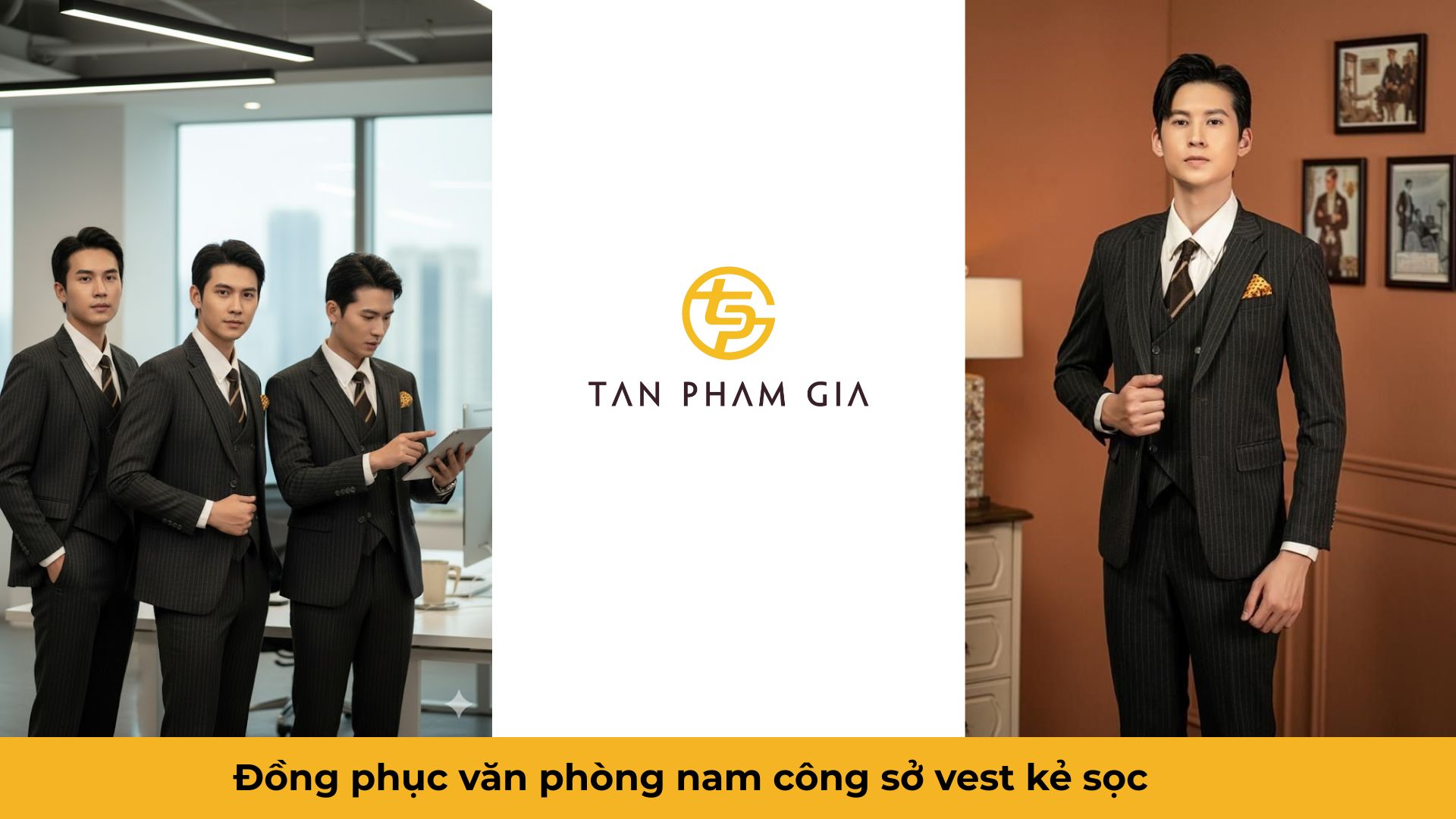 Đồng phục văn phòng nam công sở vest kẻ sọc