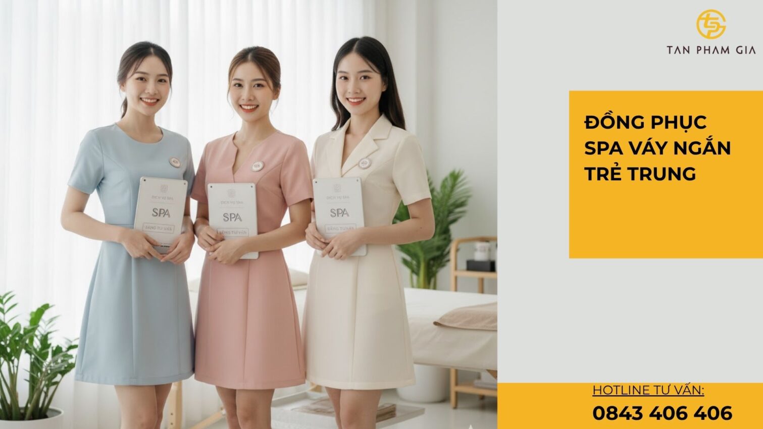 Đồng phục spa váy ngắn trẻ trung