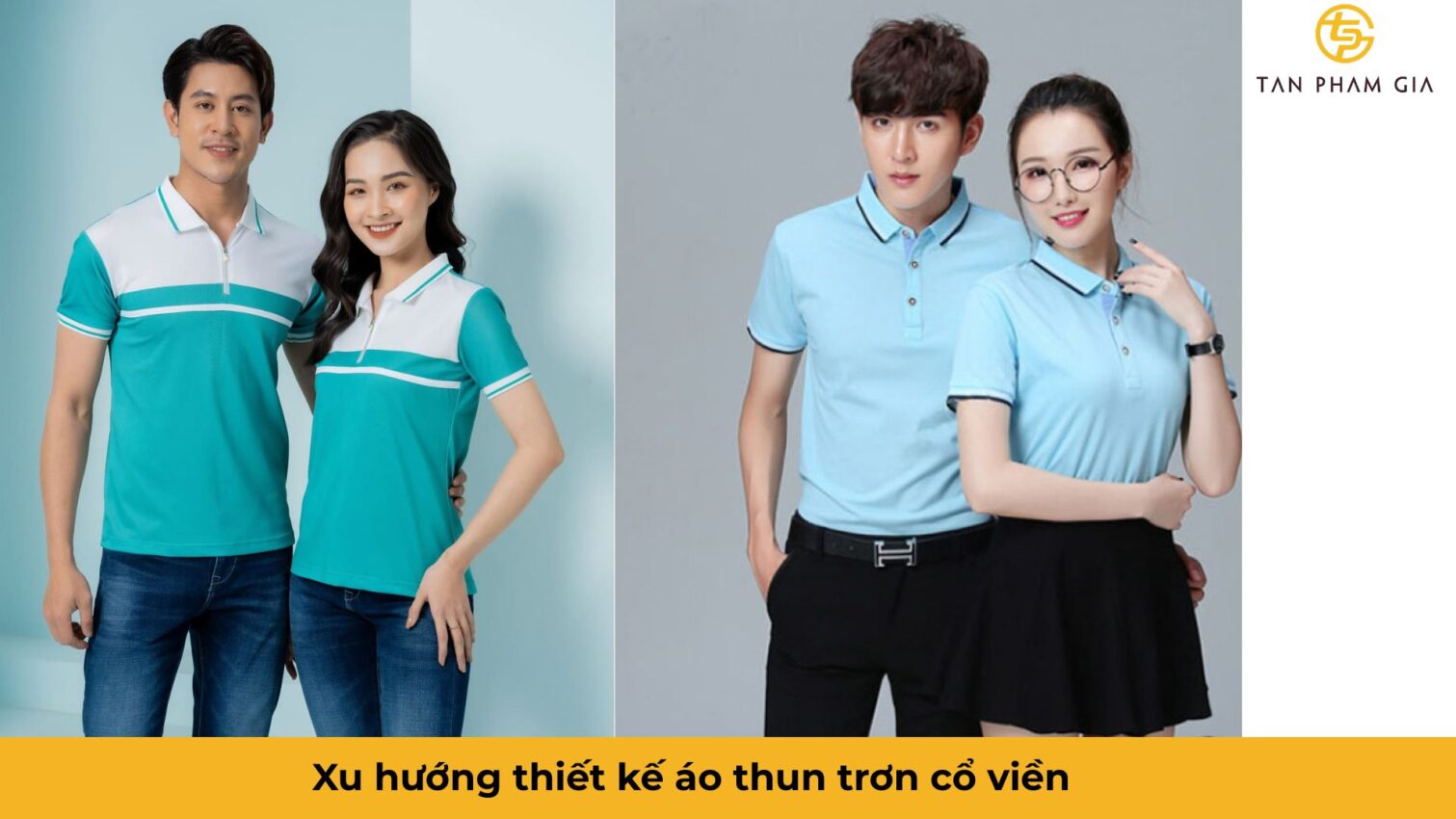 Mẫu áo thun đồng phục trơn cổ viền