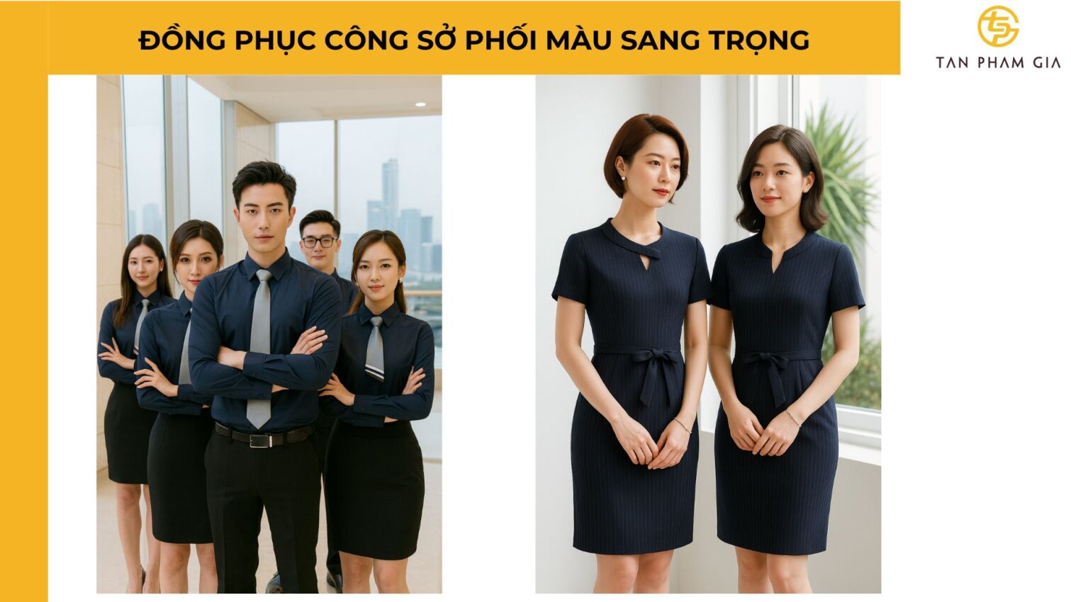 Đồng phục công sở phối màu sang trọng
