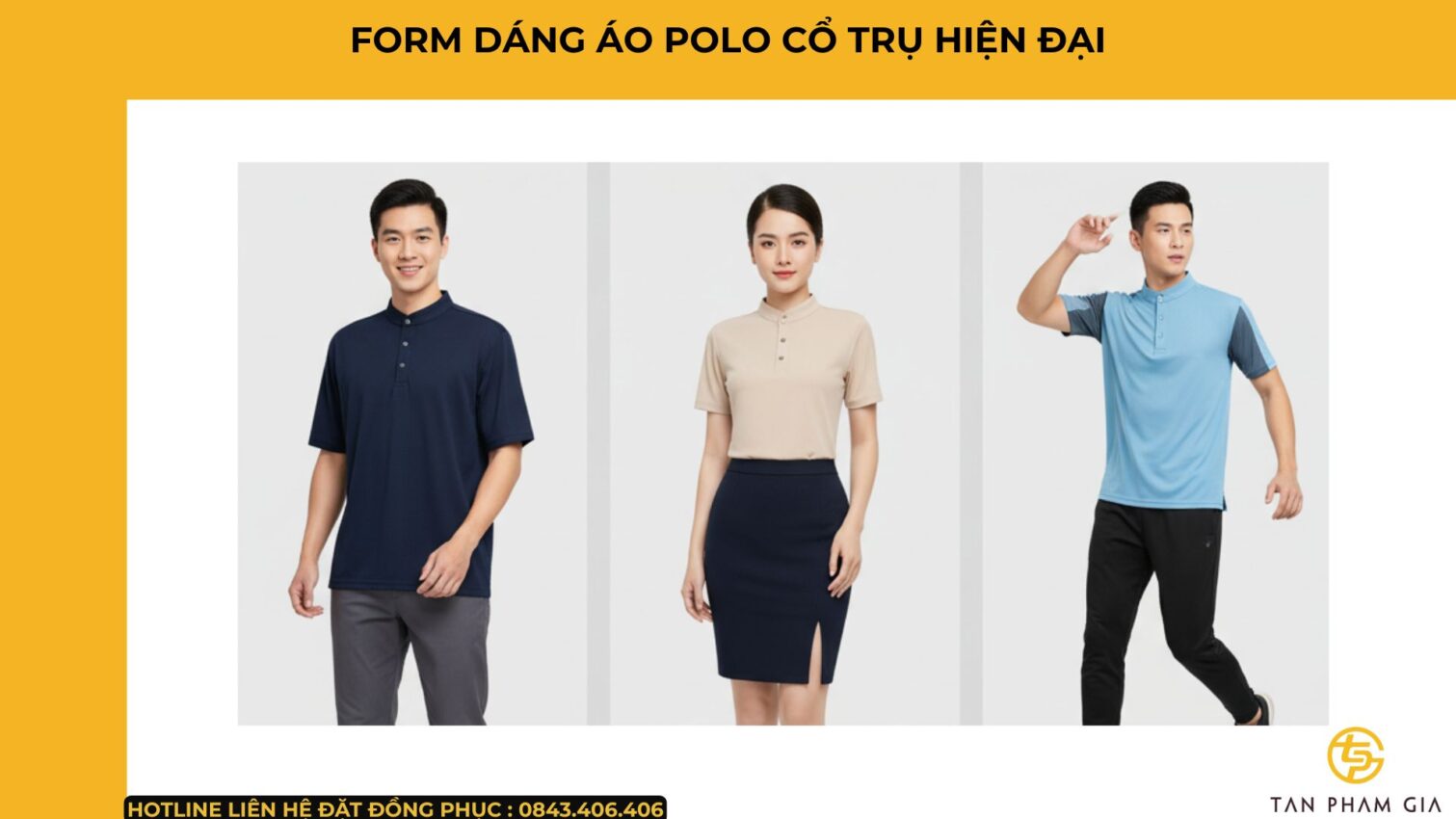 Mẫu Áo Polo Đồng Phục Cổ Trụ 3 Nút