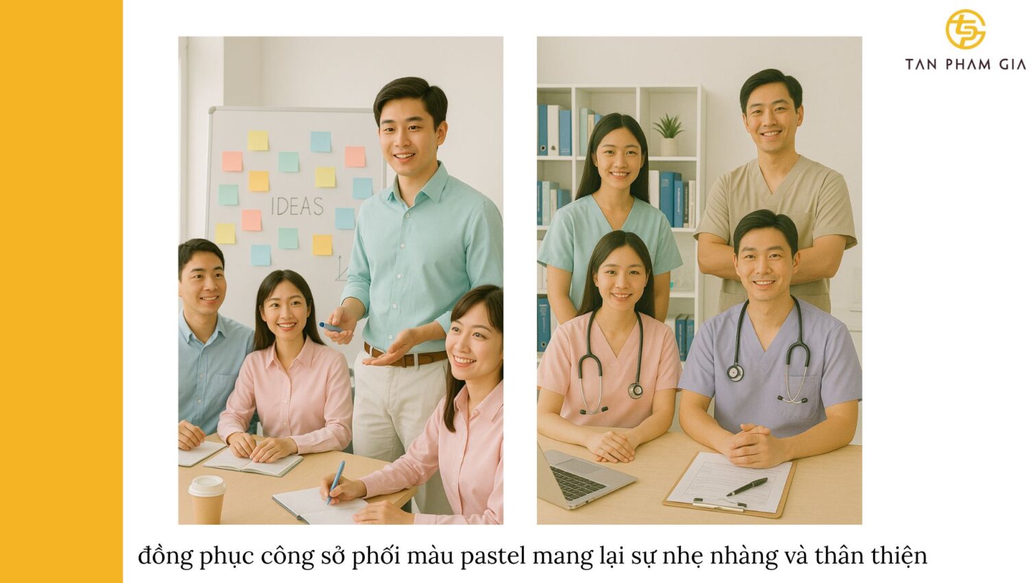 Đồng phục công sở phối màu pastel
