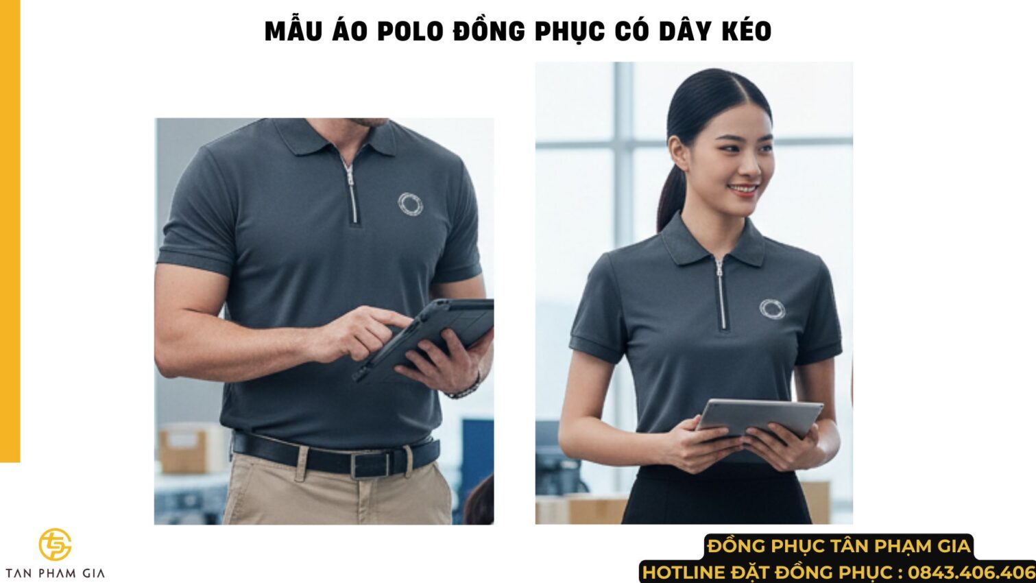 Mẫu Áo Polo Đồng Phục Có Dây Kéo