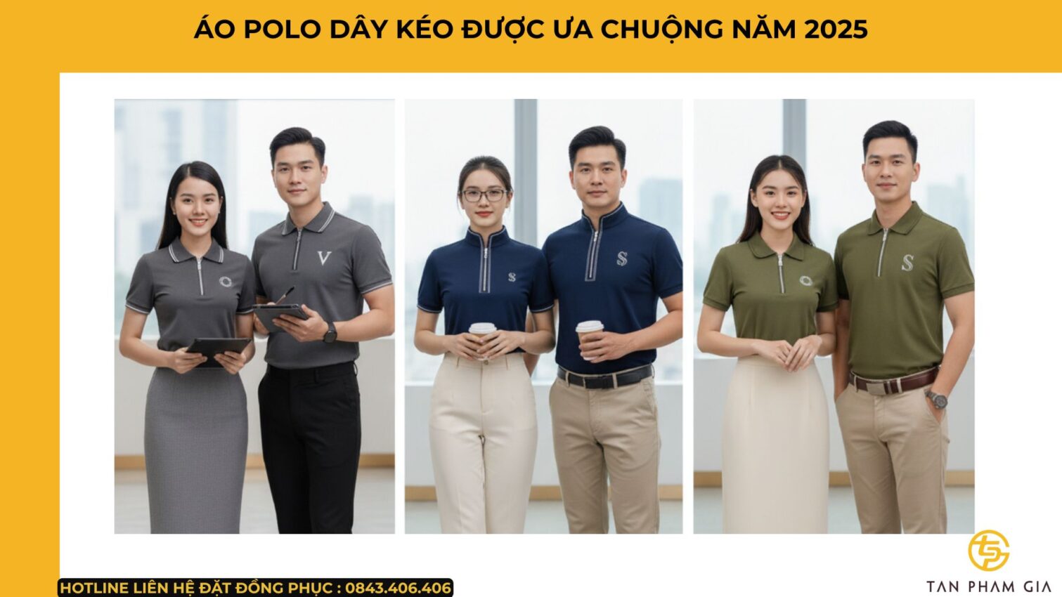 Mẫu Áo Polo Đồng Phục Có Dây Kéo