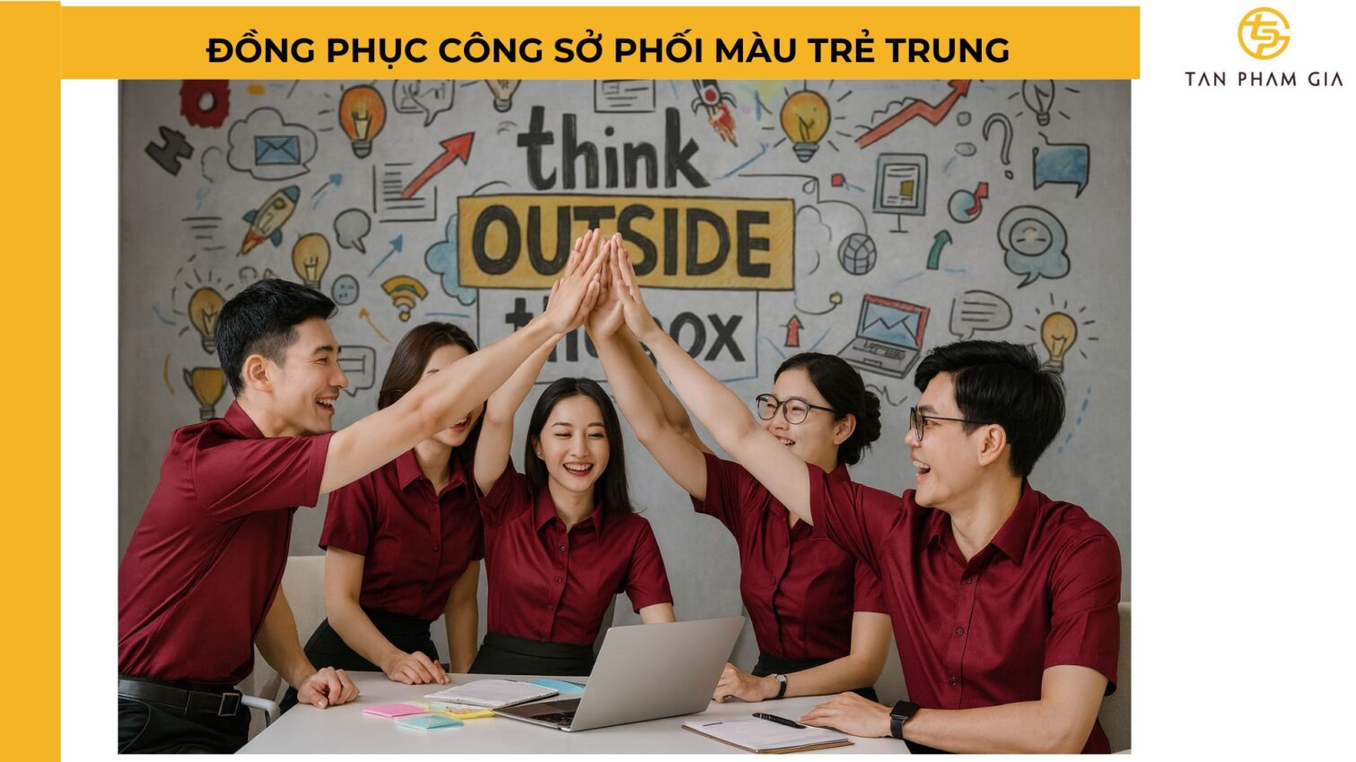 Đồng phục công sở phối màu trẻ trung