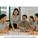 Đồng phục công sở phối bo cổ tay áo Đồng phục công sở phối bo cổ tay áo