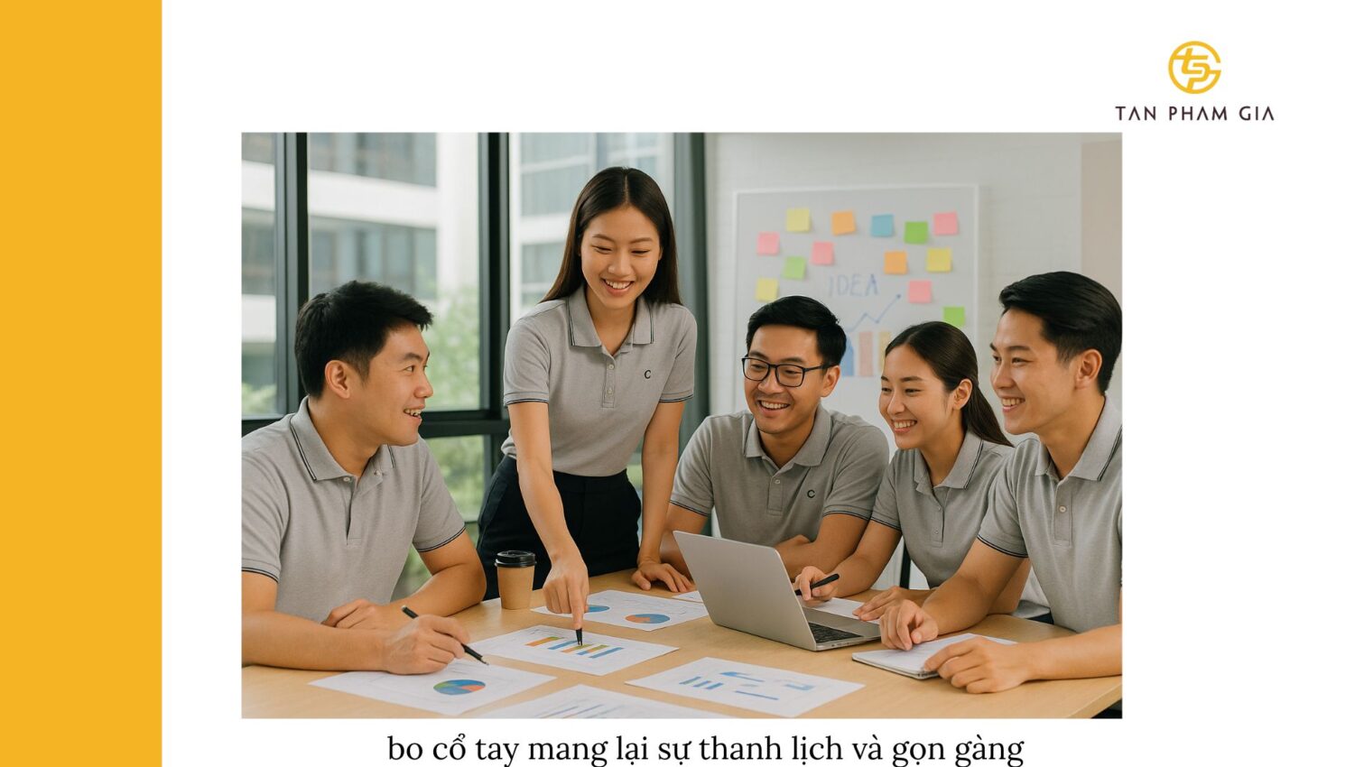 Đồng phục công sở phối bo cổ tay áo