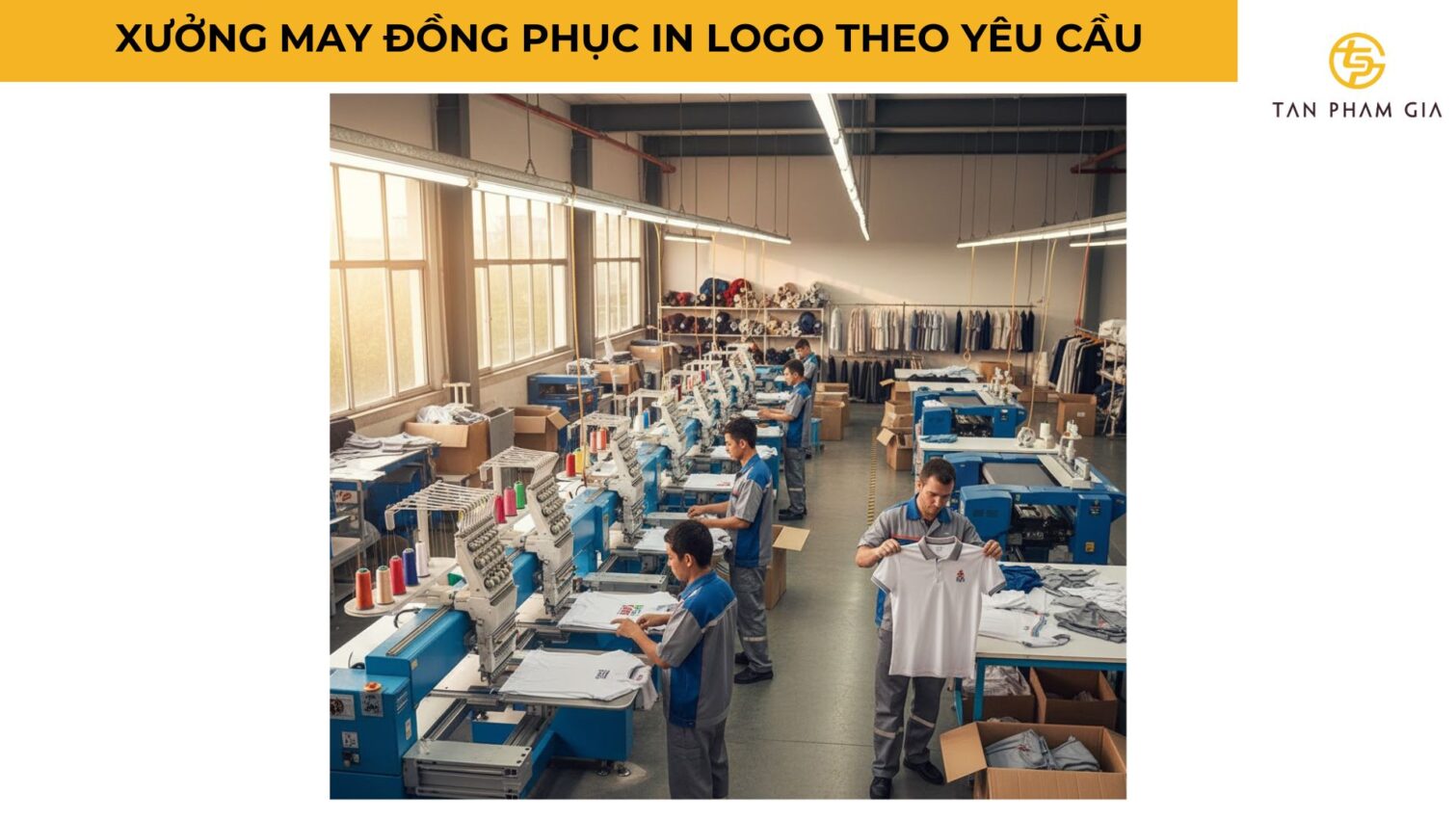 Xưởng May Đồng Phục In Logo Theo Yêu Cầu