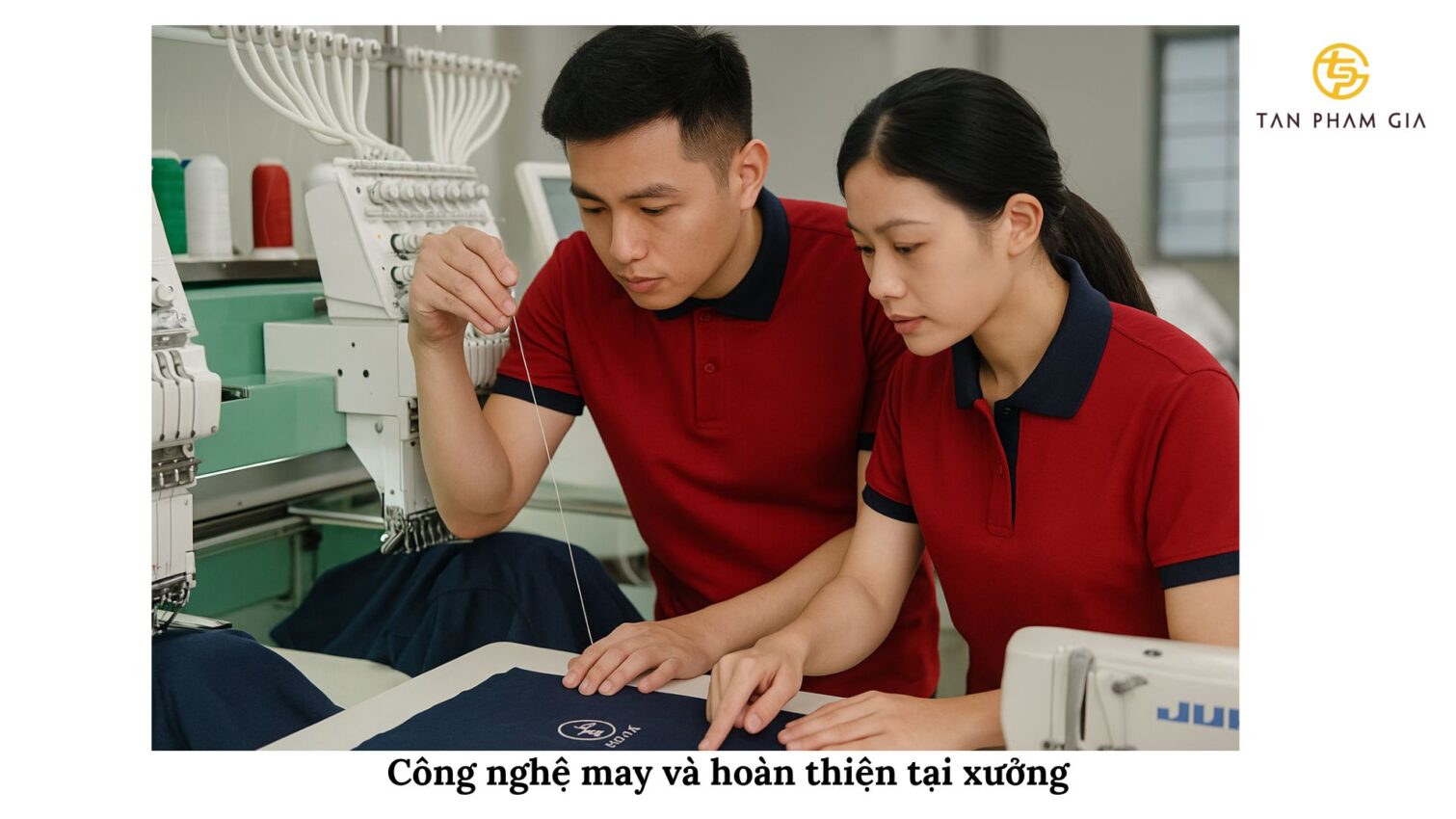 Đồng Phục Công Ty Có Dây Chuyền Hiện Đại