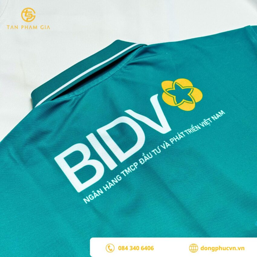 Logo mặt sau áo thun đồng phục BIDV