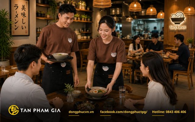 Áo thun đồng phục nhà hàng đẹp co giãn tốt