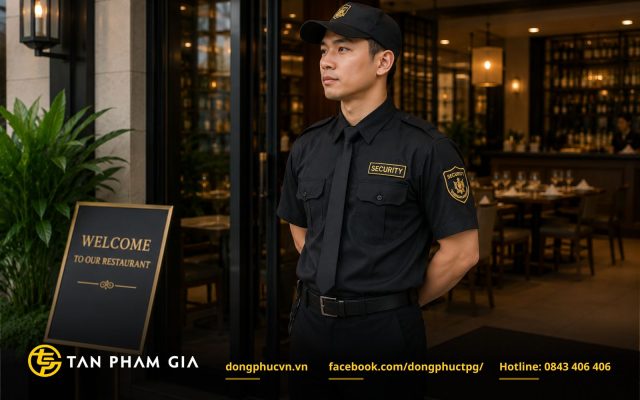 Đồng phục bảo vệ nhà hàng với tông màu đen