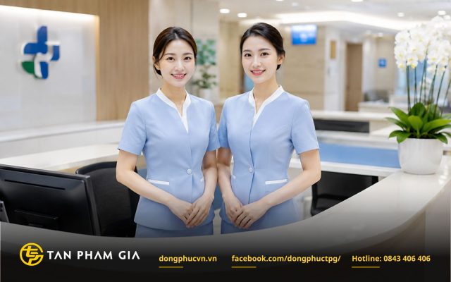 Đồng phục lễ tân bệnh viện phong cách văn phòng chuyên nghiệp
