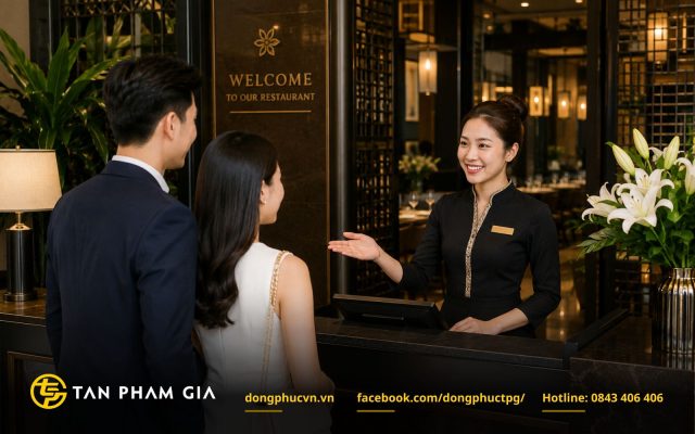 Đồng phục lễ tân nhà hàng trang nhã, lịch sự