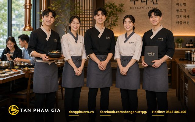 Đồng phục nhà hàng Hàn Quốc được thiết kế tối giản